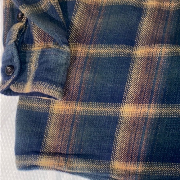 Orvis Shacket Men XL Blue Plaid Button Up Heavy Flannel Shirt Jacket Pocket - Picture 8 of 8